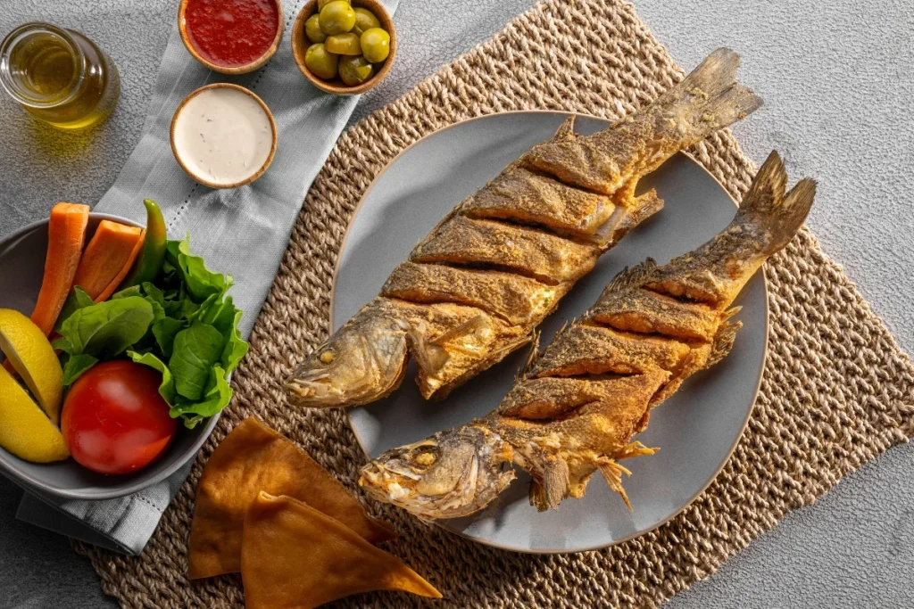 grilled fish Seafood dish at Bu Tafish